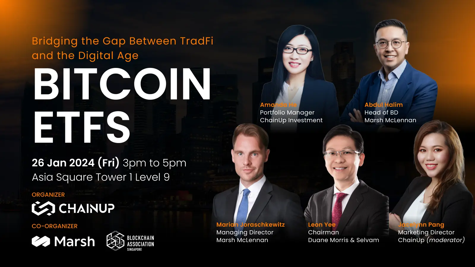 Bitcoin ETF event Marsh and blockchain association of Singapore